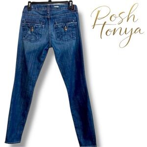 Peoples Liberation Tanya Skinny Jeans Blue Size 26 Distressed Star Pockets